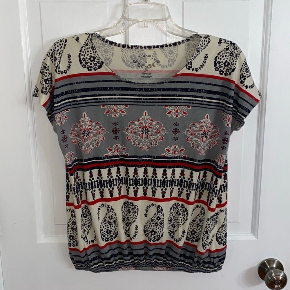 🔥3/$20🔥 Sonoma short sleeve paisley print blouse size S
